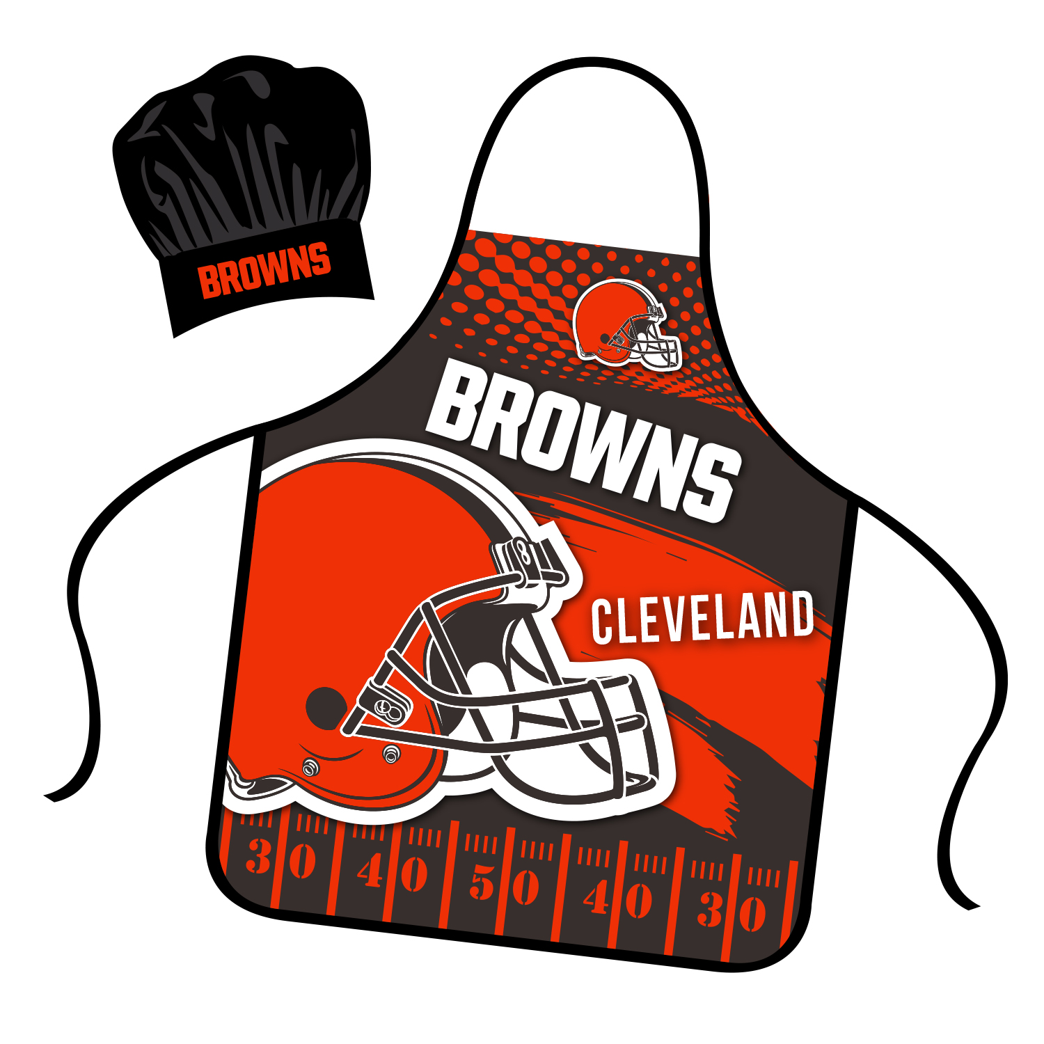 CLEVELAND BROWNS CHEF HAT & APRON