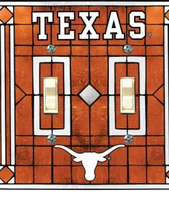 Double Art Glass Switch Cover, Texas Longhorns