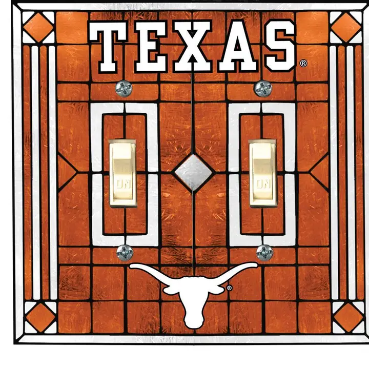 Double Art Glass Switch Cover, Texas Longhorns
