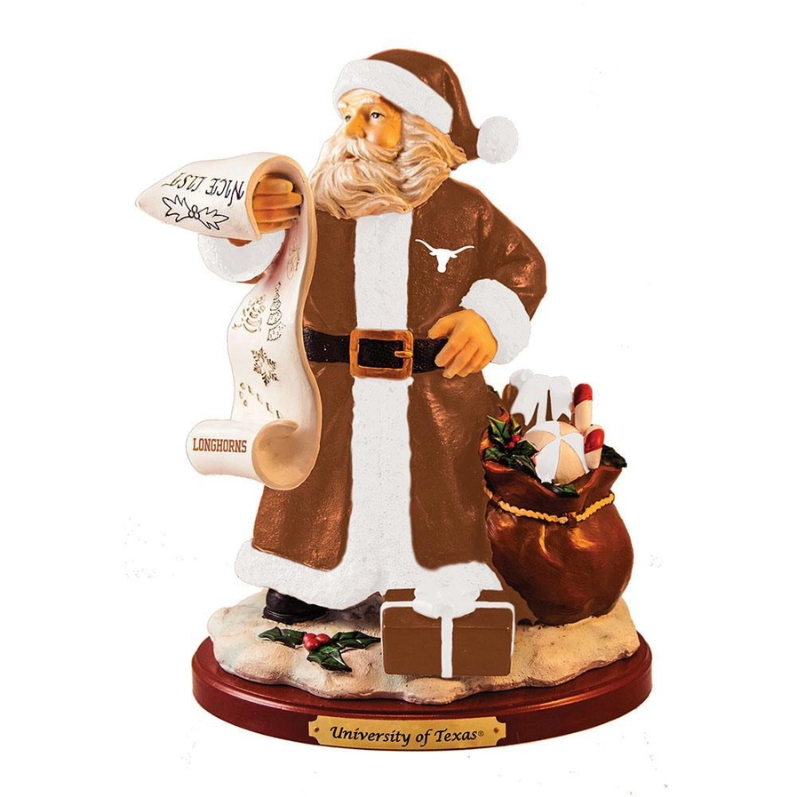Naughty Nice List Santa Figurine, Texas Longhorns
