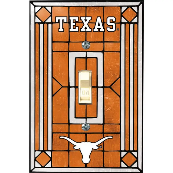 Single Art Glass Switch Cover, Texas Longhorns