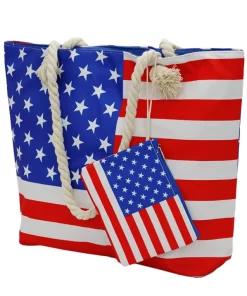 American Flag Seamless Tote Bag with Mini Pouch