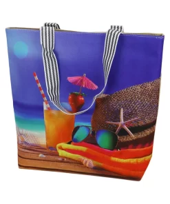 Beach Vibe Burlap Canvas Tote Bag