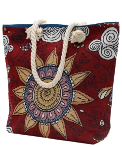 Butterfly Floral Mandala Tapestry Rope Handle Canvas Tote