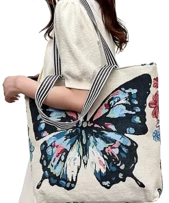 Alternative view of Butterfly Wonderland Tapestry Canvas Tote