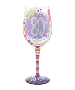 Happy 80th Wine Glass