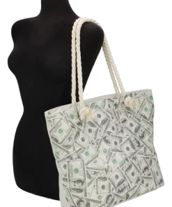 Alternative view of Hundred 100 Dollar Zippered Canvas Tote Bag