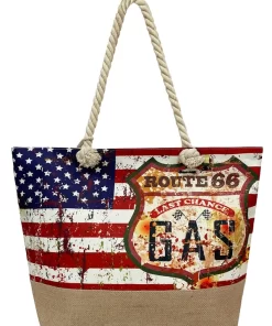 Route 66 the Mother Road Print Tote with Pouch