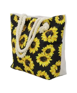 Alternative view of Sunflower Zippered Rope Handle Canvas Tote Bag