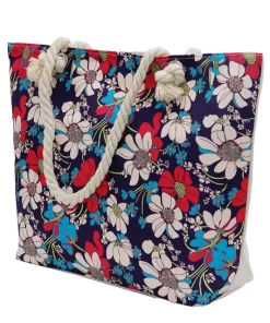 Vivid Chamomile Floral Print Rope Handle Cotton Tote Bag
