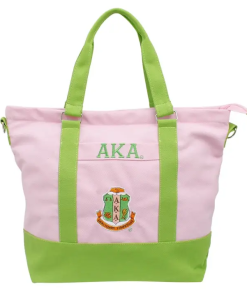 Aka Sorority Thick Pink Canvas Embroidered Tote