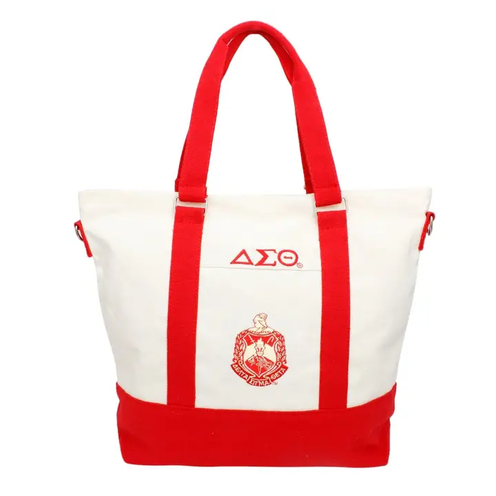 Dst Sorority Thick Canvas Embroidered Tote Bag