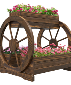 2 Tier Raised Garden Bed Wooden Wagon Planter for Flowers An
