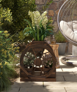 Alternative view of 2 Tier Raised Garden Bed Wooden Wagon Planter for Flowers An